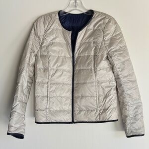 Uniqlo Reversible Lightweight Puffer Jacket – Ivory & Navy - Size S